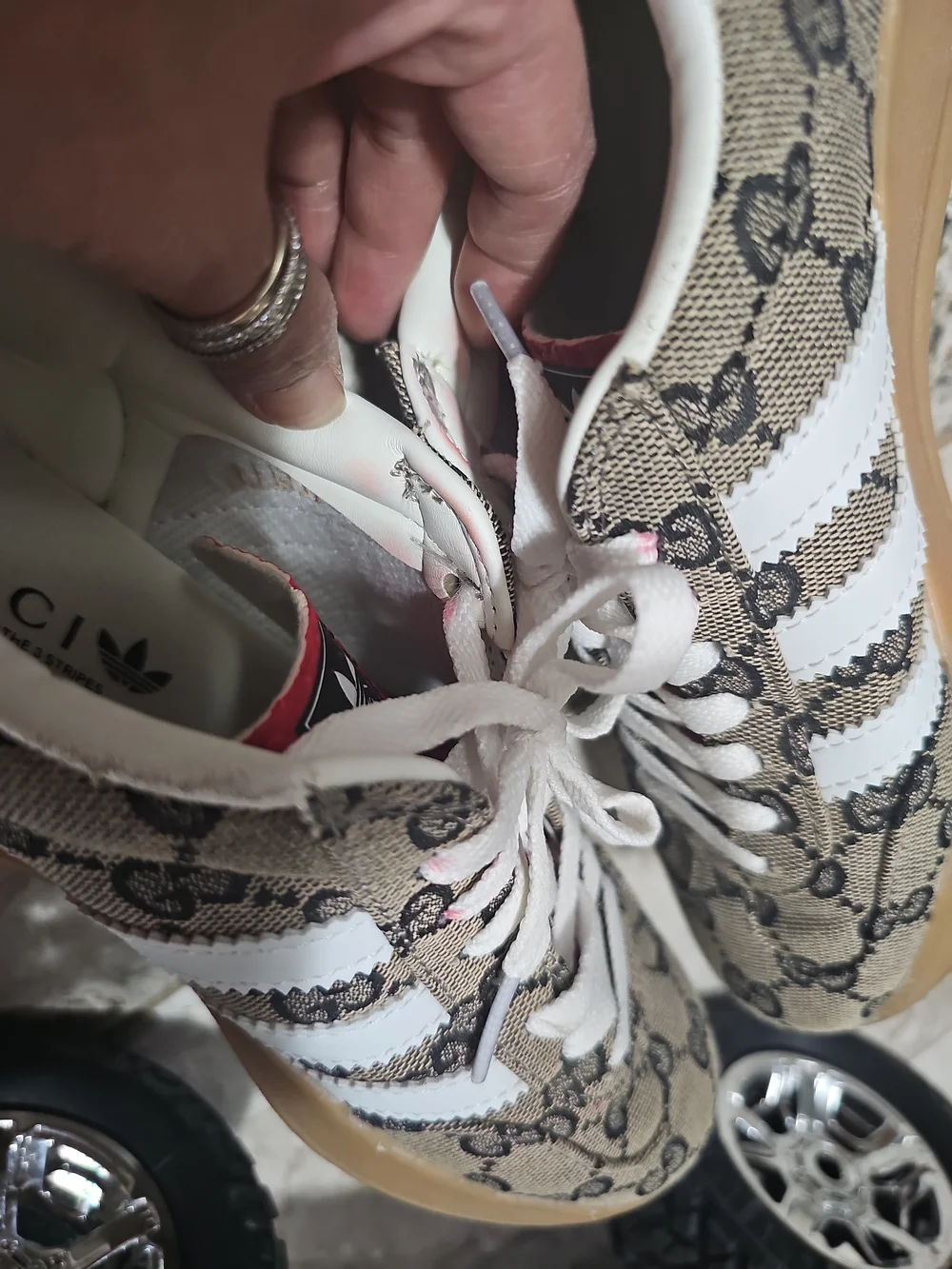 adidas x Gucci Gazelle Beige GG Monogram Size 7 - Picture 10 of 15